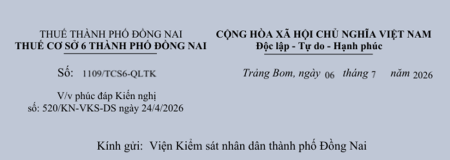 VKSND thành phố Đồng Nai nâng cao hiệu quả công tác kiểm sát án dân sự, kiến nghị truy thu hàng trăm triệu đồng vào ngân sách nhà nước theo tinh thần Nghị quyết số 205/2025/QH15