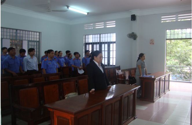 Viện kiểm sát phối hợp cùng Tòa án huyện Long Thành tổ chức phiên tòa dân sự rút kinh nghiệm cho Kiểm sát viên.
