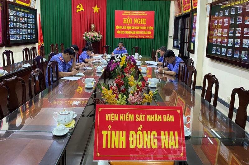 Viện kiểm sát nhân dân tỉnh đồng nai tham dự hội nghị trực tuyến đôn đốc đẩy mạnh giải ngân vốn đầu tư công năm 2023 trong ngành kiểm sát nhân dân