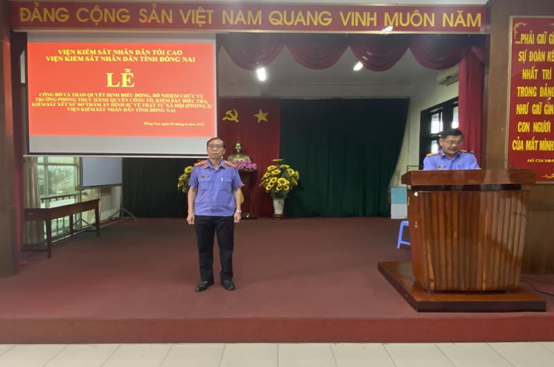 Viện kiểm sát nhân dân tỉnh Đồng Nai tổ chức Lễ công bố và trao quyết định bổ nhiệm Trưởng phòng 2.
